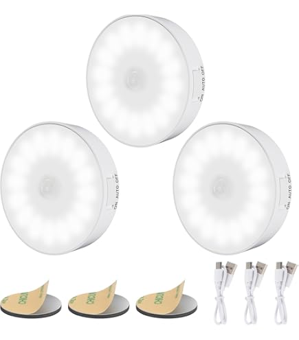 Pack De 3 Veilleuses NEBO à Détecteur De Mouvement - 30 Lumens - Alimentées Par Piles - Adhésif 3M