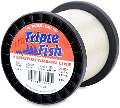 Triple Fish 30 lb Test/1 lb Spool Fluorocarbon Fishing Line, Clear, 0.54 mm