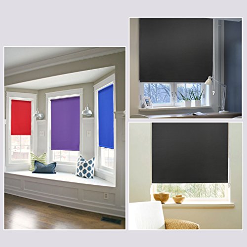 Auralum® Lichtblick Klemmrollo Verdunklungsrollo Seitenzugrollo Verdunkelungsrollo 140x175cm (B x L) mit Gleiche Farbige Beschichtung Klemmfix ohne Bohren Schwarz - 4