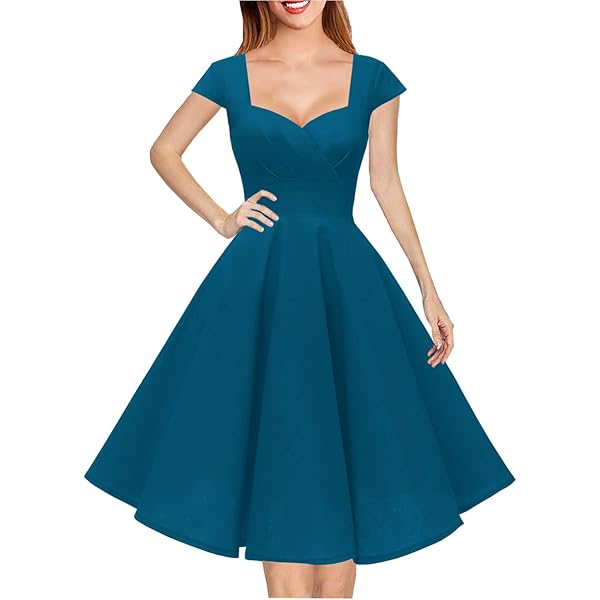 Buy Bbonlinedress Women Short 1950s Retro Vintage Cocktail Party Swing  Dresses Green 2XL at Amazon.in