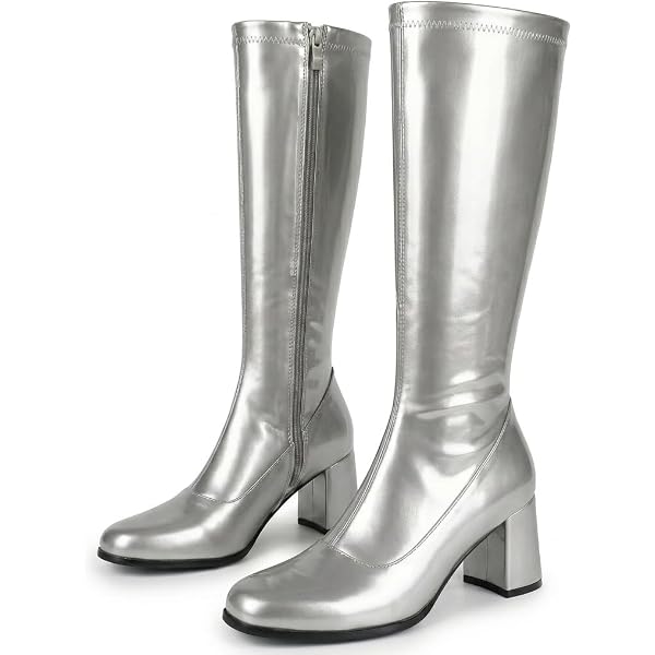 Bottes Go Go Femme Hautes à Plateforme Brillantes - Style Rétro Années 60-70