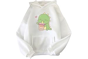 YINGKE Damen Teenager Kawaii Soft Hoodie Niedliche Dinosaurier Anime Print Lange Ärmel Herbst Winter Sweatshirt Mädchen Sweatshirt