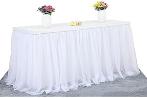 Maritown Weißer Tüll Tischrock tutu Spitze Chiffon Mesh Tischrock für rechteckige oder runde Tabelle für Hochzeit Geburtstags-Partys Dekoration Rosa Blau