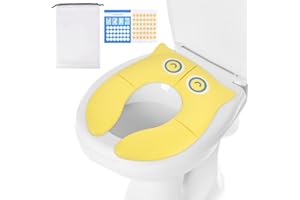 HOTUT Foldable Toilet Seat Children,Tragbar Reise Toilettensitz mit Storage Bag und Belohnungsaufkleber,Children's Toilet Seat,Rutschfest Travel Potty Seat für Kleinkind/Kinder(Gelb)