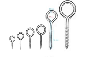 EURO TISCHE Bullone a occhiello Occhielli a vite Ganci a vite in acciaio zincato - Robusti ganci a vite in 6 diverse misure (80mm 15 pezzi)