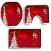 Produktbild Pochers Badematten Set 3tlg, Duschmatte Absorbent Druck Anti-Rutsch Bad Teppich Bad Matte Teppich WC Deckel Abdeckung - Weihnachten(6 Muster Auswahlen)