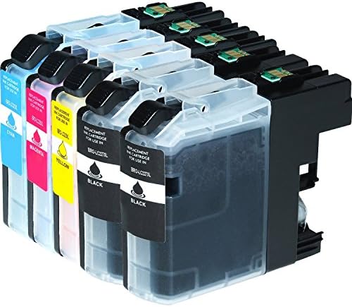 WonderTec LC227XL/LC225XL (5 Pack, 2BK/C/M/Y) ink cartrige compatible for Brother DCP-J4120DW/MFC-J4420DW/J4620DW/4625DW/DCP-J4120DW/MFC-J4420DW/J4620DW/4625DW/5320DW/5620DW/5625DE/5720DW
