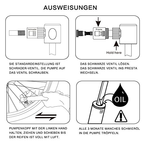 HODGSON Fahrradpumpe Mini aus Luftfahrt Aluminiumlegierung, portable Fahrrad Luftpumpe mit Fahrrad Flickzeug für französisches und amerikanischs Ventil - 6