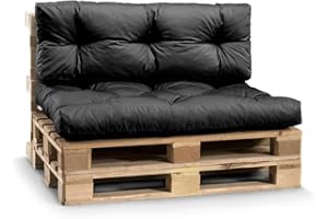Gutekissen® Cuscino per pallet, resistente alle intemperie, per divano da giardino, in diversi colori e dimensioni (cuscino 120 x 80, nero e impermeabile)