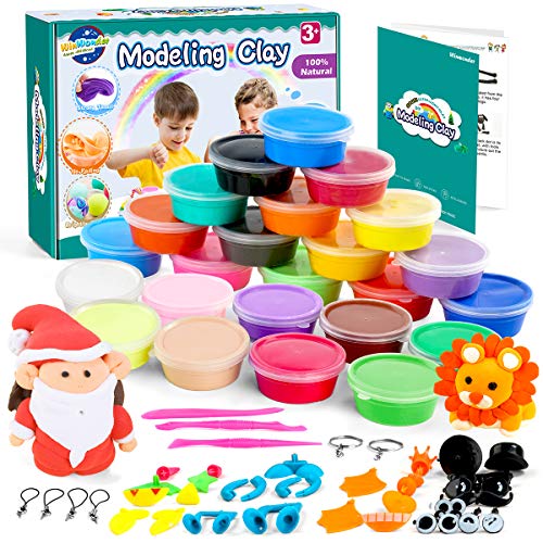WinWonder Kit de Arcilla de Modelado,24 Colores de Arcilla de Bricolaje,Secado al Aire,Arcilla Mágica Ultraligera con Herramientas de Modelado no Pegajosas,Gran Regalo para Niños y Adultos