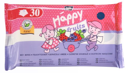 Bella Baby Happy Toilettentücher für Kinder Fruits Erdbeere & Heidelbeere, 5er Pack (5 x 30 Tücher)