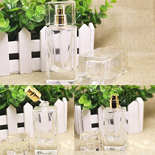 Vococal® 50ml Leere Glas Parfum Sprühflaschen – Nachfüllbar Ätherisches Öl Parfümzerstäuber Zerstäuber mit Deckel - 2