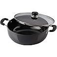 Vinod Black Pearl Hard Anodised Non Stick Deep Kadhai with Glass Lid - 1.6 LTR, 18 cm | 3.25mm Thickness | kadai for Cooking | Metal Spoon Friendly | 2 Year Warranty