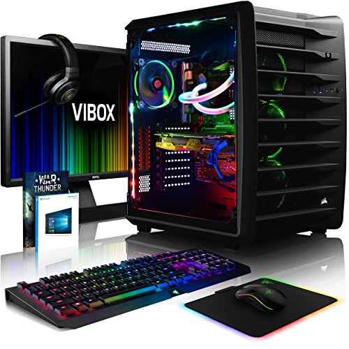 VIBOX Spectrum GXR780-256 Komplett-PC Paket Gaming PC - 4,0GHz i7 10-Core Prozessor, GTX 1080, leistungsfähig, Wassergekühlter Desktop Gamer Computer mit Spielgutschein, 27" HD Monitor, Gamer Tastatur, Razer Maus, Windows 10, NZXT Hue RGB Beleuchtung, lebenslange Garantie* (3,0GHz (4,0GHz Turbo) Intel i7 6950X Extreme Broadwell 10-Core Prozessor, Nvidia GeForce GTX 1080 8GB Grafikkarte, 64GB DDR4 3000MHz RAM, 960GB SSD, 3TB Festplatte, Alphacool Eisbaer Wasserkühler, Corsair Air 740 Gehäuse)