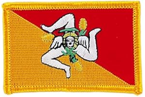 Akachafactory Patch écusson brodé Drapeau sicile sicilien Sicilia thermocollant Insigne Blason