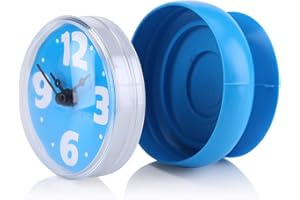OKJHFD Orologio da Parete a Ventosa, Orologio da Bagno Impermeabile Durevole, Specchio da Parete per Finestra a Ventosa Professionale Orologio da Doccia per Bagno Accessori da Bagno(blu)