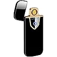 WORLD CLASS USB Rechargeable Electronic Lighter with Power Indicator, Ultra Thin Windproof Flameless Touch Switch Lighter for Candles - Black