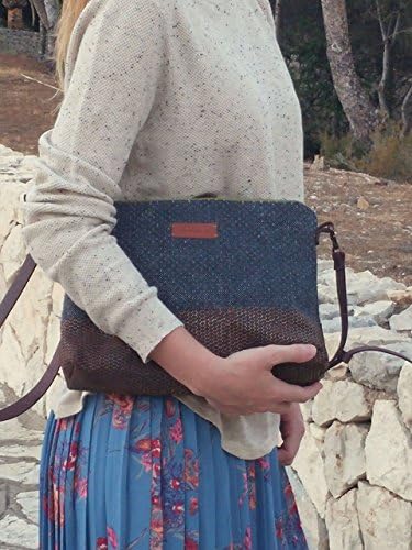 Crossbody Day bag - minimalist washed canvas and engraved leather shoulder bag