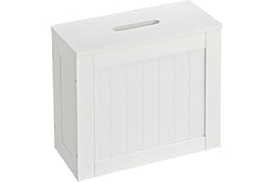 DUEPEKT Slimline Wooden Bathroom Storage Unit, Toilet Roll Paper Cabinet, Compact Wooden Shaker Bathroom Box, Multi-Purpose Cleaning Tidy Box, White