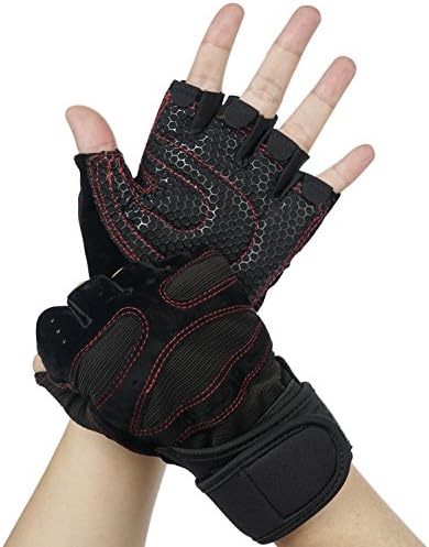 Weight Lifting Gloves Vsllcau Sports Workout Gloves with Wrist Wraps Support for Gym Exercise, Weight Training(Size:L)