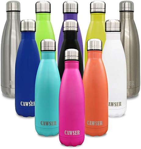 CAWSER Insulated Stainless Steel Water Vacuum Bottle Double-walled for Outdoor Sports Hiking Running, Keep Hot and Cold 12-24 Hours, 500ml/17 oz