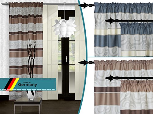 halbtransparenter Vorhang Colorado von deko trends - Wohndekoration in elegantem Design - made in Germany - moderne Kreismusterung mit Struktureffekt - mit einer Stoffbreite von ca. 144 cm und einer Stoffhöhe von ca. 245 cm, braun