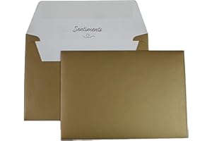MAIL SOLUTIONS Sentiments C6 114x162mm 130gsm Metallic Gold Peel and Seal Envelopes - Pack of 25