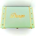 DURGA TRUNK CUSTOMIZE PISTA GREEN LEATHER TRUNK BOX [ 10-7-3.5 inch, Rectangular]