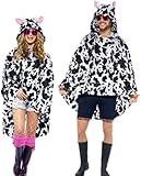 erdbeerloft - Unisex Damen Herren Kuh Kostüm Regenponcho, One Size, schwarz-weiß - 