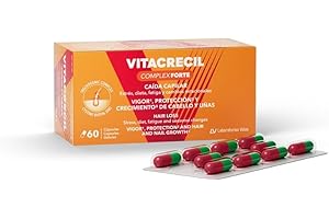 LABORATORIOS VINAS Vitacrecil Complex Forte 60 cápsulas, [Nueva Fórmula] [Vigor, Protección y Crecimiento de cabellos y Uñas] [Suplemento Nutricional]