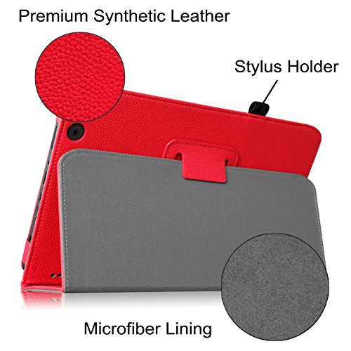 Fintie Medion Lifetab E10315 / E10316 / E10317 / E10318 / E10320 Hülle Case – Folio Kunstleder Schutzhülle Tasche Cover Etui mit Ständerfunktion und Stylus-Halterung für MEDION LIFETAB E10315 / E10316 / E10317 / E10318 / E10320 (10,1 Zoll) Tablet-PC, Rot - 4