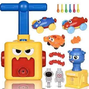 HIRNAYA Balloon Launcher & Powered Car Toy Set Aerodynamic Cars Racers Party Supplies Preschool Educational Science Stem Toys with Manual Balloon Pump for Kids Boys Girls 3+ and Classroom