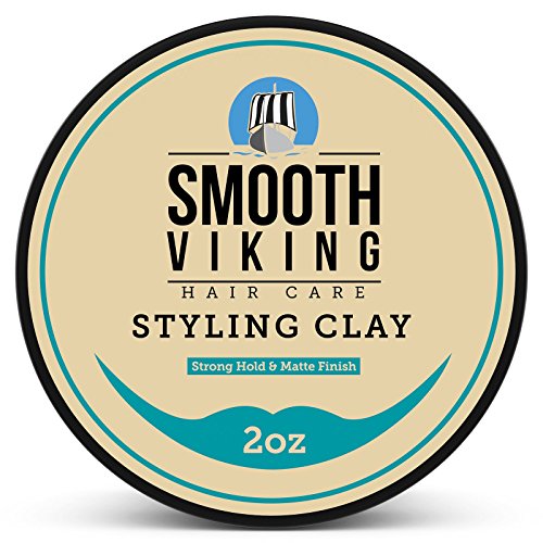 Hair Styling Clay for Men – Best Pliable Molding Cream with Strong Hold & Matte Finish – Product for Textured, Thickened & Modern Hairstyles – Shine Free – 2 OZ – Smooth Viking