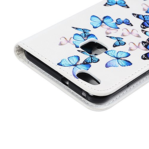 Badalink Case für Huawei P10 Lite PU Leder (TPU innere Schicht) Tasche Flipcase Gemalt Bunte Muster Schmetterling Design Schutzhülle mit Kreditkarteninhaber Kippständer Magnet-Schloss Handyhülle +Mehrfunktiona - 5