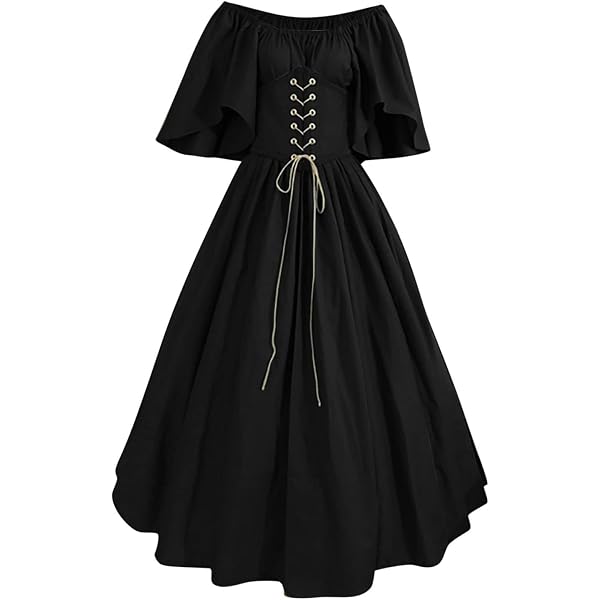 Robe Medievale Femme,Costume Médiéval pour Femmes Manches Trompette