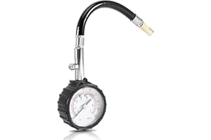 OTAIVE Tire Pressure Gauge with Tube, 0-60 PSI Accurate Air Tire Pressure Gauge, Large Easy To Read Tire Gauge Car Accessories for Car, SUV, Truck & Motorcycle(Black)