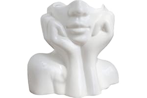 CDIYTOOL Ceramiczny wazon na twarz, biały wazon na kwiaty do dekoracji, forma żeńska głowa pół ciała biust wazony minimalizm dekoracyjny nowoczesny skandynawski styl wazon na kwiaty (B)