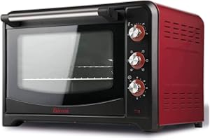 Girmi FE42 Forno Elettrico Ventilato, 2000 W, 42 Litri, Ventilazione, Luce interna, Griglia Inox, Funzione di cottura, Base, Grill, Combinata, Accessori inclusi, Rosso/Nero