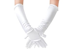 YJZQ Fille Gants de Mariage Gants Princesse Perles Gants Longs Enfants Accessoire pour Robe de mariage Gants de Performance pour Soirée Cérémonie