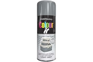 PAINT FACTORY 400ml Colour IT Light Grey Gloss All Purpose Interior Exterior Quick Drying Spray Paint