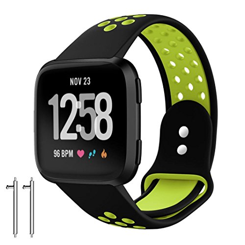 Preisvergleich Produktbild Xinxinyu Uhrenarmband, { Uhrenarmbänder Mit Belüftung Löcher } { Silikon Band-Armband } { Sportband Trageschlaufe }Für Fitbit Versa (Schwarz)