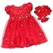 iEFiEL Newborn Baby Girl Red Christmas Party Flower Petals Tutu Dress Flower Headband Outfits 18-24 Months