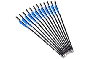 e5e10 12Pcs Crossbow Carbon Arrows Bolts 20" with Replaceable Screw-on/off Broadhead for Archery Crossbow Hunting Target Practice Outdoor Gift