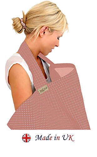 BebeChic * Top Quality 100% Cotton * Breastfeeding Covers * Boned Nursing Tops - with Storage Bag - dusky pink / white dot
