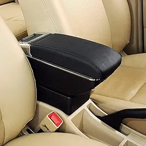 TOUCH OF MODERN Car Armrest with Glass Holder & Ash Tray Black & Chrome for Maruti Wagon R 2019