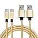 Produktbild MyGadget 2X Typ C Nylon Kabel 1M - Datenkabel für USB C Geräte - Type C Ladekabel für z.B. Samsung Galaxy S9 S8, Huawei P20 Pro P10, HTC U11 in Gold