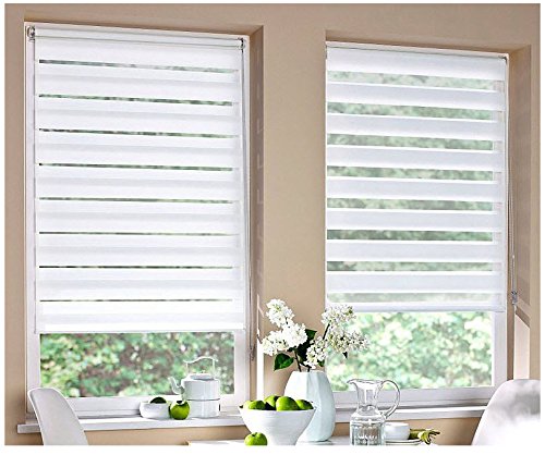 2 Stück 80 x 150 cm Duo Rollo Klemmfix ohne Bohren Weiß Doppelrollo Sonnenschutz Klemm Fix Seitenzugrollo - 3