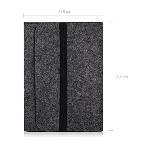 kwmobile Laptoptasche Filz Sleeve für 12,5″ 13″ 13,3″ Laptop / Ultrabook – Notebook Tasche Schutzhülle Laptop Case Hülle in Dunkelgrau mit Innentaschen Innenmaße: ca. 36,5 x 26 cm - 2
