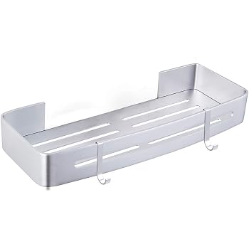 GRICOL Mensola Da Doccia Angolare Senza Foratura Mensola Bagno In Metallo Con 2 Ganci Per Doccia Anti-Ruggine Porta Oggetti Da Bagno A Parete 2 Pezzi (Grigio - 3