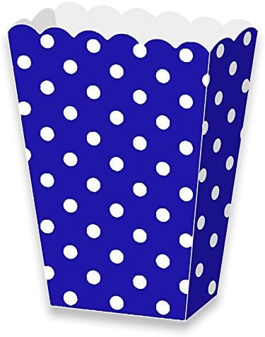 LolliZ® Popcorn Paper Box Bright Blue/Polka Dots. 12-Pcs Pack